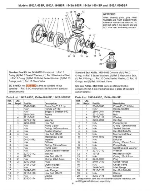 Schematic diagram for Drop In Heavy Duty Silicon Carbide Seal Kit For 2 Inch Industrial Transfer Pumps 1540 Series.