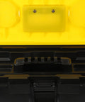 Top view of Badass Stackable Plastic Toolbox With Slick Removable Tray And Padlock Buckles for secure storage and performance.
