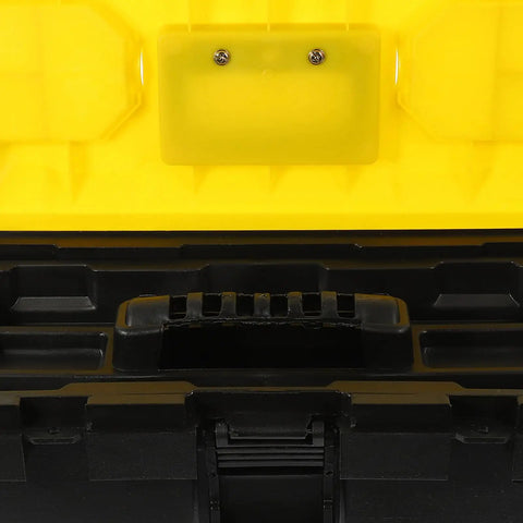 Badass Plastic Toolbox With Lockable Buckles And Removable Tray Plus Sure Grip Carry Handle For Go Anywhere Tool Holding, top view of handle.
