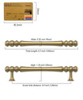 Top Shelf Brushed Brass Cabinet Handles 5 Inch Kitchen Pulls with dimensions of 6.3 inch length, zinc alloy for durability.