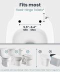 Adjustable Toilet Safety Rail With Rock Solid Stability And Hella Strong Build For Seniors and Elderly Adults Featuring No Fuss Mounting, fitting measurements for fixed-hinge toilets.
