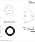 Technical drawing of Tip Toe Bathtub Drain Plug Trim Set with Two Hole Overflow Faceplate Matte Black One and a Half Inch NPSM