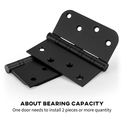 Bombproof Heavy Duty Ball Bearing Door Hinges In Matte Black Finish with installation holes for secure mounting on doors