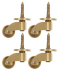 Heavy Duty Vintage Brass Swivel Caster Wheels With Cushioned Rubber Tread Set Of 4 with screw mount for furniture legs.