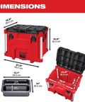 Packout XL Compatible Heavy Duty Tool Box Organizer Tray Built Tough From Impact Resistant Polymer With 100 Lb Capacity, includes dimensions and metal reinforced corners.