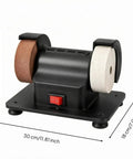 No Nonsense Benchtop Grinding Machine With Twin Wheel Sharpening And Polishing Pure Copper Motor Stable Rubber Base A Rock Solid Shop Dog For Daily Garage And Workshop Use, showcasing dimensions and design.