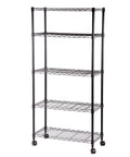 Heavy Lifting Five Tier Steel Wire Shelving Rack With Slick Rolling Wheels No Sweat Tool Free Assembly Thirty By Fourteen By Sixty Inches Garage Storage, black wire shelving unit.