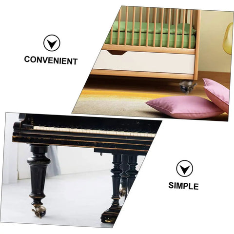 Vintage Brass Furniture Casters 2 Inch With Locking Brake Set Of 4 on crib and piano legs for smooth mobility.