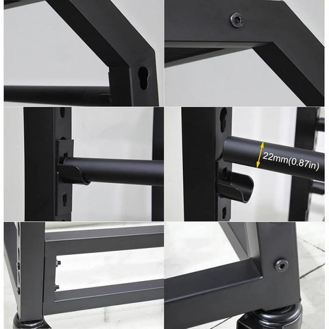 Close-up of Rock Solid Heavy Duty Fabric Roll Storage Rack With Adjustable Hanging Rod showing 22mm rod details and sturdy frame