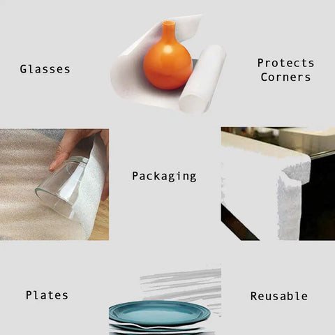 Rock Solid 70 Pack Of 16 By 12 Inch Foam Cushion Wrap Sheets For Moving And Shipping Supplies With Reusable Polyethylene Padding to protect glasses and plates.