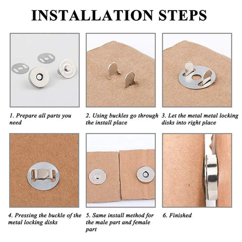 Installation steps for Heavy Duty 40 Pack Of 14Mm Metal Button Snap Fasteners Assorted Silver Gold Bronze Gunmetal.
