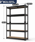 Badass Heavy Duty Five Tier Metal Storage Shelving Unit With Adjustable Height Shelves And Serious Two Thousand Pound Load Capacity For Garage Workshop And Basement Organization, 72" tall, 35.5" wide.