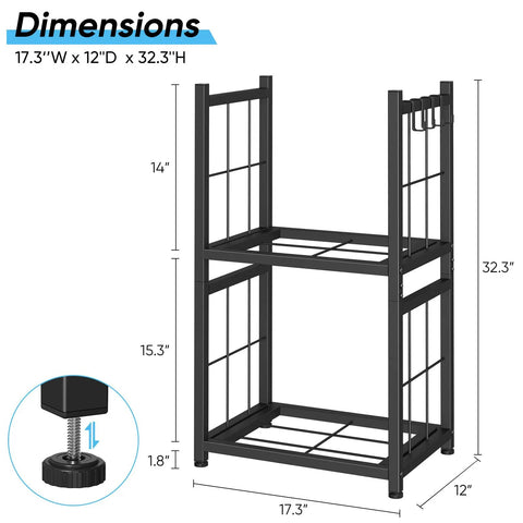 Two Tier Indoor And Outdoor Firewood Rack Portable Heavy Duty Easy To Assemble With Four Hooks in sleek black finish