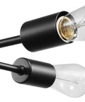 Close-up of Vane Four Light Matte Black Flush Mount Ceiling Light With Open Socket Sputnik Style Dope Modern Minimalist Fixture