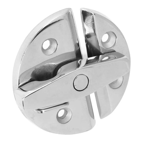 Top Shelf Round Turn Button Twist Catch Latch For Rock Solid Marine Grade 316 Stainless Steel Boat Yacht Rv Cabinet Storage Hardware With Dang Good Slick Mirror Finish close-up view of shiny twist latch