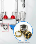Two Loop Radiant Floor Heating Manifold For PEX Tubing, Pro Grade Hydronic System, Stainless Steel with Detachable Adapters