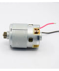 Heavy Duty Electric Starter Motor Assembly With 15 Tooth Pinion Gear, showing metal body and wires for 12 Volt 14 Volt 18 Volt tools.