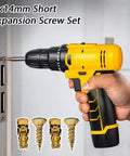 6x14mm Short Expansion Screws For Cabinet Hinge Repair And Stripped Thread Restoration Kit shown with drill in action