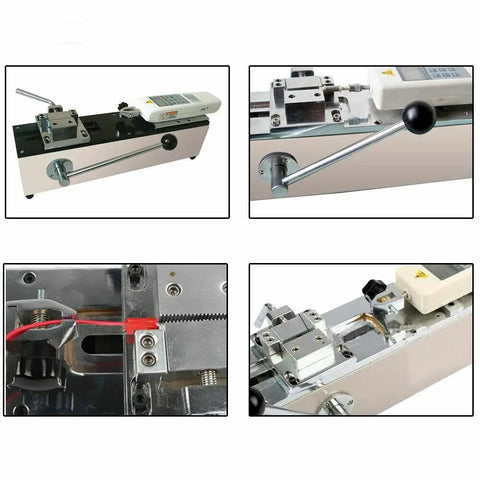 Real Deal 500N Digital Force Gauge Horizontal Push Pull Tension Tester Bench with built-in sensor and manual load meter.