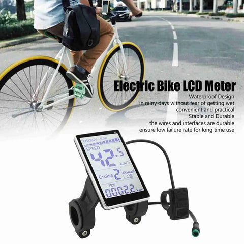Ride Ready Universal LCD Display Meter for Electric Scooters and E Bikes 5 Pin 24V 36V 48V 60V Compatibility M5 LCD Panel featured with cycling speed, cruise control, and trip measurements.