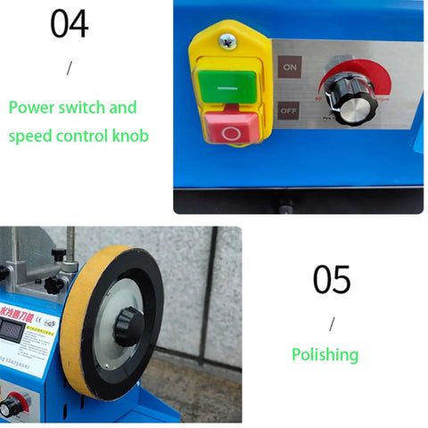 Wet And Dry Stone Grinder For Home Workshop 370W Desktop Polishing And Grinding Machine With 250Mm Wheel control panel and grinding area