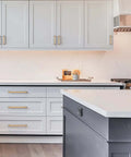 Modern kitchen showcasing Ten Pack Champagne Bronze Cabinet Knobs Heavy Duty Drawer Pulls Rock Solid Kitchen Hardware Easy Peasy Install 7 Inch Center To Center.