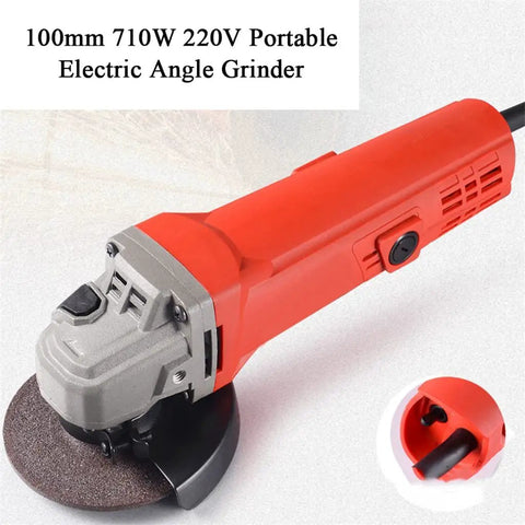 Portable Electric Angle Grinder Multipurpose Handheld Polisher Cutting And Grinding Tool With Rugged Non Slip Grip Heavy Duty Motor Splash Shield.