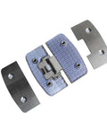Heavy Duty Glass Shower Hinges Two Pack 180 Degree Turn For Frameless Bathroom Doors, stainless steel and blue plastic components.