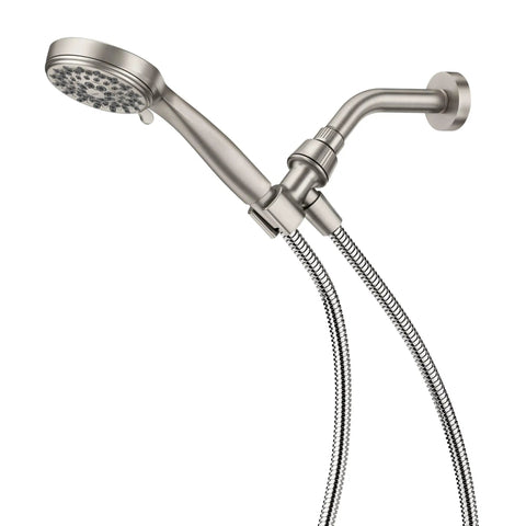Five Function Handheld Shower Head With Brushed Nickel Spot Resistant Finish, 2.5 GPM Flow, 60 Inch Kink Free Metal Hose