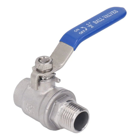 Rock Solid Heavy Duty 1/2 Inch NPT Ball Valve Made From Top Tier 304 Stainless Steel Featuring A Tough As Nails Leak Proof Seal And Snappy Quarter Turn Handle For Serious Water Shut Off Applications.