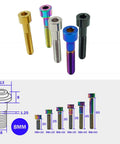 Heavy Duty Grade 5 TC4 Titanium Bolts M8 Hex Socket Cap Screw 1.25mm Thread Pitch Zero Rust Hardware For Street Mods And Daily Cruisers Built Tough Solid Silver in multiple colors.