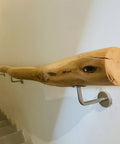Adjustable Rustic Solid Wood Handrail Kit With Heavy Duty Brackets And Super Grip Finish Built Tough As Nails To Keep You Safe On Steps Or Lofts 350 Cm Indoor Wall Mount For Family Wellness And Cozy Spaces mounted on a wall