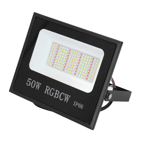 Onythral LED Flood Light in black, 50W, rectangular design with RGBCW capabilities, ideal for outdoor lighting applications.