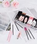 Clear See Through Plastic Storage Box 2 Pack Grab And Go Portable Organizer For Cosmetics Makeup Tools Jewelry Tackle Hardware And Small Parts See Through Case with makeup brushes and tools inside