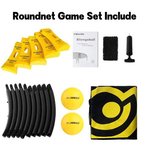 Easy Setup Roundnet Game Set With Patented Net Includes Two Balls For Beach, Lawn, Or Backyard Fun with accessories