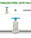 304 Stainless Steel Gate Valve Half Inch Full Bore With Wheel Handle for Water Oil Gas with high flow performance.