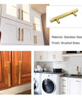 Big Time Upgrade Slick Brushed Gold Drawer Pulls 25 Pack Square T Bar Cabinet Handles For Kitchen And Closet Cupboards 3 Inch Hole Center Heavy Duty Hardware Set on modern cabinets.