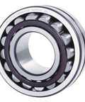Heavy Duty Two Row Spherical Roller Bearing With C3 Clearance And Steel Cage Built Different For Max Misalignment And Smooth Rolling Action 45MM ID 85MM OD 23MM Width close-up showing steel cage and cylindrical design.