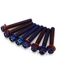 Heavy Duty M6x40mm Titanium Hex Bolts For Custom Motorcycle And Streetbike Mods Top Shelf Rainbow Anodized Finish, set of 8 bolts.