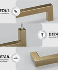Close-up of Top Shelf Champagne Bronze Cabinet Pulls 5 Inch showcasing tight connection and deep hole thread details.