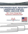 Box of Beefy 200 Pack Garden Landscape Staples Galvanized 6 Inch Pins Anti Rust 11 Gauge Steel For Weed Barrier Fabric And Lawn Turf