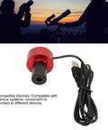 Electronic Eyepiece Camera For Telescopes With USB 2.0 And 1920x1080 HD Video Super Crisp Lunar Imaging Wide Compatibility Real Time Capture Easy Setup Plug And Play For Stargazing with USB cable and silhouette of telescopes.