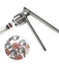 20mm Vial Manual Crimper Hand Sealing Machine With 100 Vials Stoppers And Caps, shown with stainless steel construction.