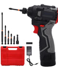 Heavy Duty Badass Cordless Drill Set Featuring Brushless Motor And Three Variable Speed Settings Knockout Torque For Tackling Any Home Reno And Diy Task Us Plug Included with accessories and case.