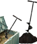 Heavy Duty Compost Stirring Tool 33.4 Inch Turning Bar for Outdoor Compost Tumbler Bins Manual Aerator Black in use