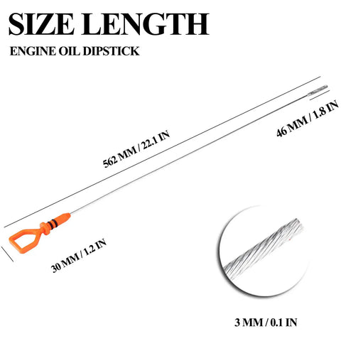 Engine Oil Dipstick Level Dip Stick Compatible With Honda Accord Pilot Odyssey Acura MDX RDX RL TL TSX ZDX Replacement Dipstick 15650RCAA02 with size details