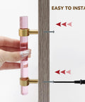 Installing Crystal Cabinet Pulls 4 Pack Pink Drawer Pulls with Crystal Glass and Gold Brass Base on cupboard, screws included
