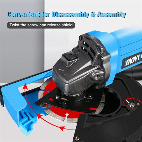 Rugged Universal Angle Grinder Dust Collection Shroud For 4 To 5 Inch Grinders featuring quick release assembly for easy disassembly.