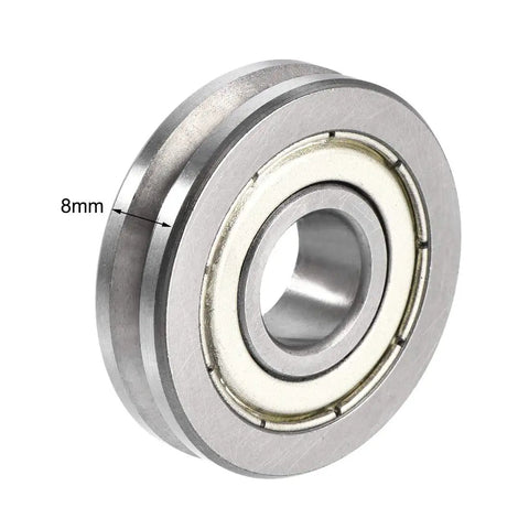 Real Deal V6000ZZ V Groove Bearing Pair Featuring Double Metal Shielded Chrome Steel Rollers, 8mm thickness, ideal for smooth linear motion.