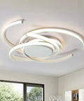 Modern LED Ceiling Light Semi Flush Mount Remote Dimmable White Fixture For Living Room Dining Room Kitchen Bedroom Kids Room 21 Inch Low Profile Contemporary Interior Lighting